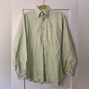 Scott Barber, green and white gingham dress shirt, size M (men’s)